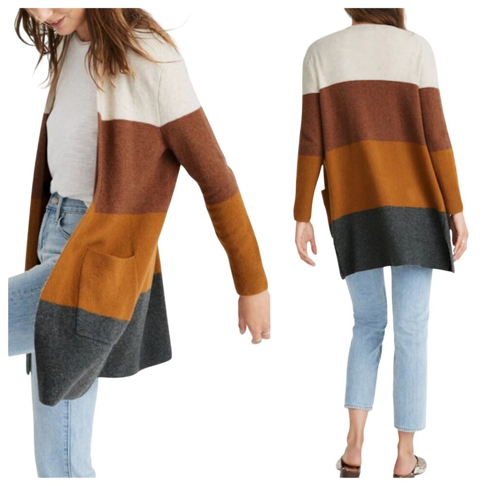 Madewell Kent Colorblock Cardigan Sweater in Coziest Yarn Women's Size XXS